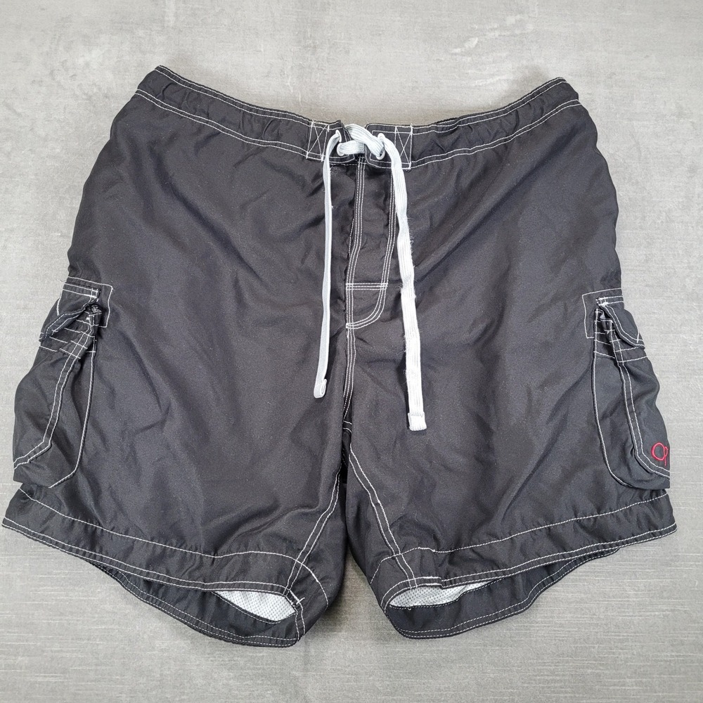 Ocean Pacific OP Mens 3XL Swim Trunks Black Y2K Board Shorts‎ Mesh Lined 48 50